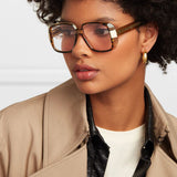 Square tortoiseshell sunglasses gold - Heritage cosmetics and beauty care