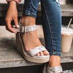 Snake print wedge sandals - Heritage cosmetics and beauty care