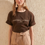 Women's cotton t-shirts brown Printed top Heritage cosmetics and beauty care