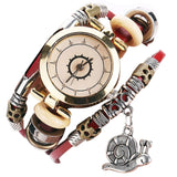 Women's Vintage Bracelet Watch Coiling Leather Watch Snail Pendant - Heritage cosmetics and beauty care