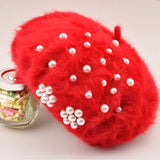 Women's Winter Korean Hats Trendy Pearl Rabbit Fur - Heritage cosmetics and beauty care