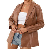 PU Motorcycle Leather Jacket Blazer Top Women - Heritage cosmetics and beauty care