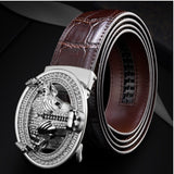 Automatic Buckle  Leather With Diamond-studded  Pattern Bull Head Belt - Heritage cosmetics and beauty care