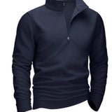 Zipped Stand Collar Fleece Men's Warm Sweater