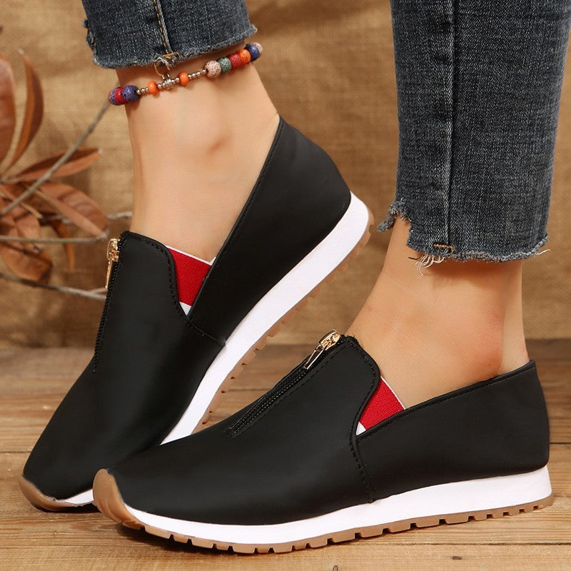 Zip Flats Shoes Comfortable Non Slip Loafers Women - Heritage cosmetics and beauty care