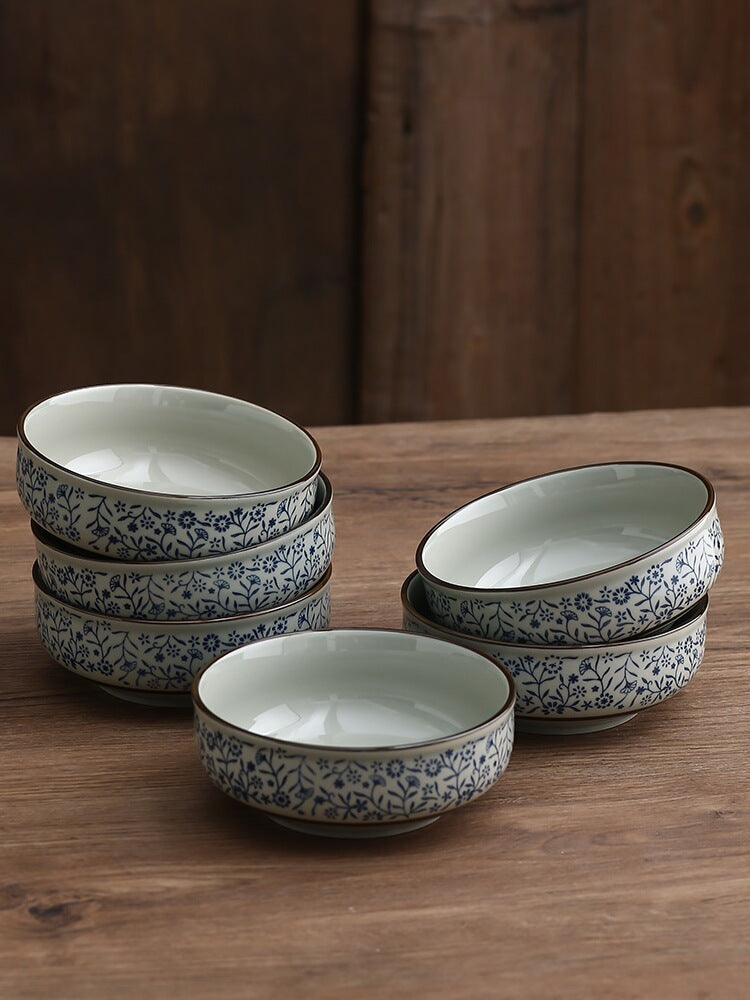 Chinese Style Underglaze Tableware Private Home Cuisine Vintage Retro Chinese Salad Bowl - Heritage cosmetics and beauty care