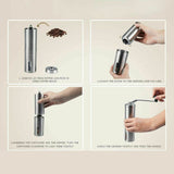 Home Portable Manual Coffee Grinder Stainless Steel with Ceramic Burr Bean Mill