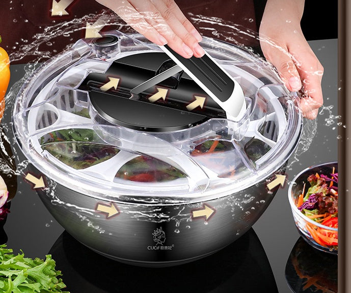 Stainless Steel Salad Vegetable Dehydrator Salad Drying Machine Fruit And Vegetable Drain Basket Household Vegetable Washing Press Water Throwing Artifact Heritage cosmetics and beauty care