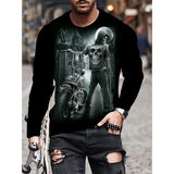 Retro Men's T-shirt 3D Printed Street Hip-hop Loose Crew Neck Casual Long Sleeve - Heritage cosmetics and beauty care