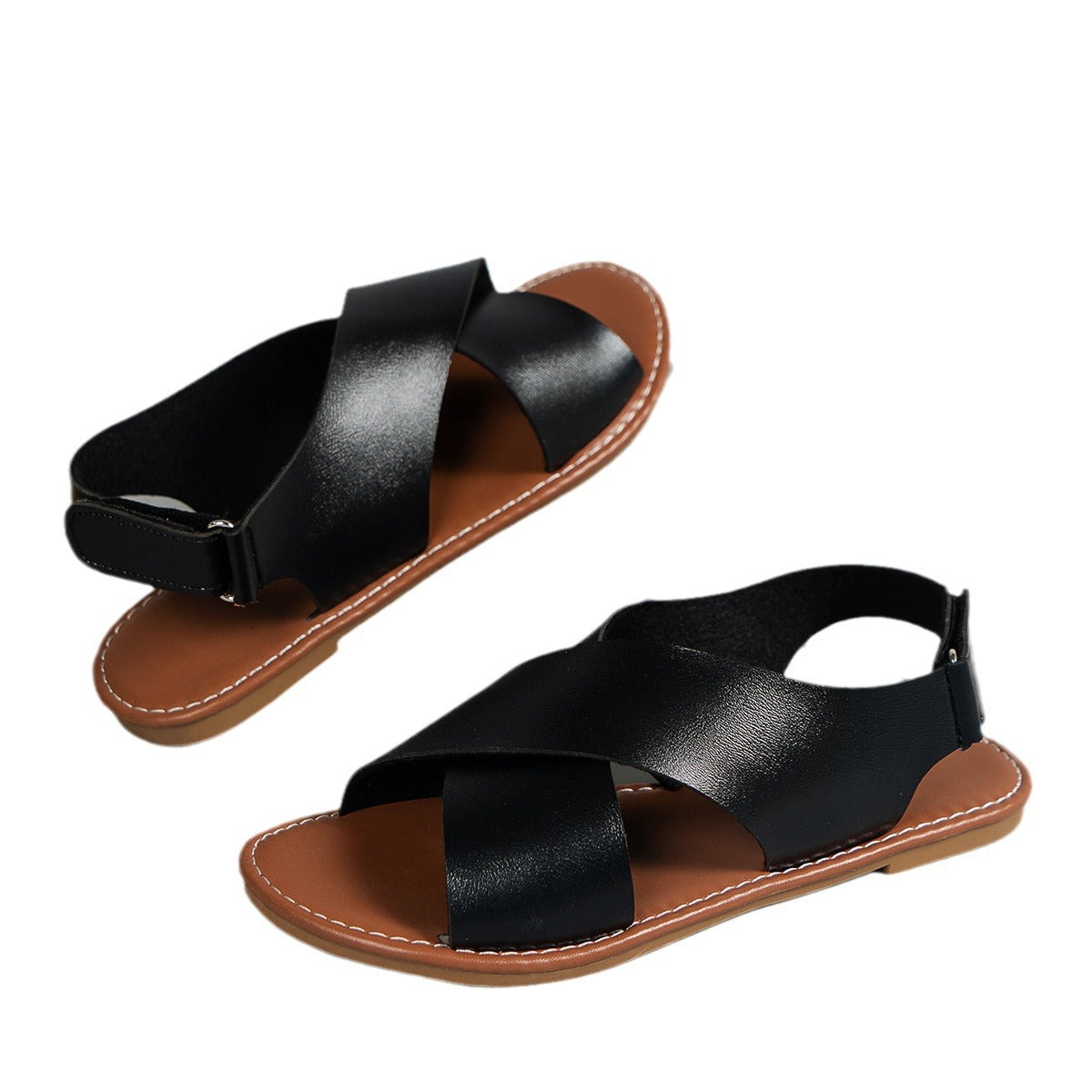 Women's Flat Sandals Retro Style Wide Strap Open Toe Heritage cosmetics and beauty care