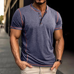 Short Sleeve Men's Round Neck T-shirt Color Matching Top - Heritage cosmetics and beauty care