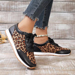 Flat Bottomed Leopard Print Lace Up Casual Sports Shoes Heritage cosmetics and beauty care