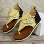 Women's Flip-toe Printed Flat Sandals With Back Zipper Heritage cosmetics and beauty care