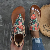 Women's Flip-toe Printed Flat Sandals With Back Zipper Heritage cosmetics and beauty care