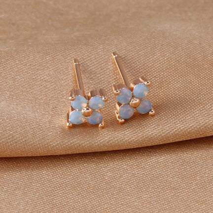 Blue Flower Ear Studs Copper Plating Inlaid Zirconium - Heritage cosmetics and beauty care