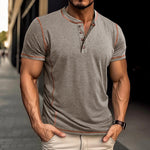 Short Sleeve Men's Round Neck T-shirt Color Matching Top - Heritage cosmetics and beauty care