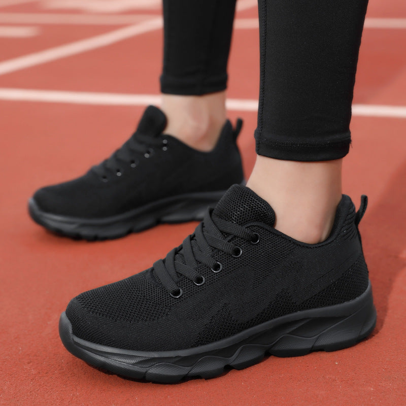 All Black Sneaker Women's Lightweight Mesh Breathable Casual Soft Bottom Running Shoes - Heritage cosmetics and beauty care