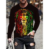 Retro Men's T-shirt 3D Printed Street Hip-hop Loose Crew Neck Casual Long Sleeve - Heritage cosmetics and beauty care