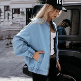 New Women's Clothing Blue Casual Slim Jacket Denim Coat