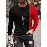 Retro Men's T-shirt 3D Printed Street Hip-hop Loose Crew Neck Casual Long Sleeve - Heritage cosmetics and beauty care