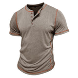 Short Sleeve Men's Round Neck T-shirt Color Matching Top - Heritage cosmetics and beauty care