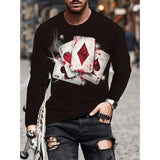 Retro Men's T-shirt 3D Printed Street Hip-hop Loose Crew Neck Casual Long Sleeve - Heritage cosmetics and beauty care