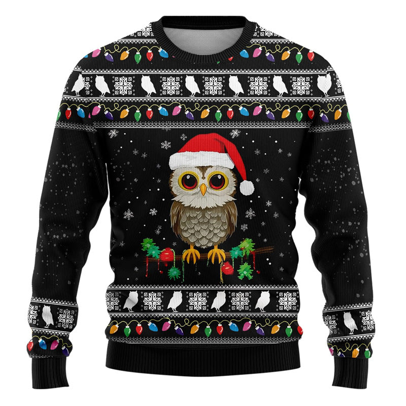 Penguin Pattern Sports Round Neck Christmas Atmosphere