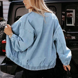 New Women's Clothing Blue Casual Slim Jacket Denim Coat