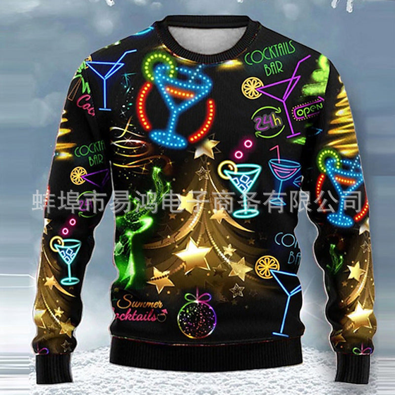 Polyester Round Neck Printed Men's Sweater