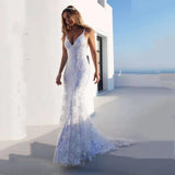 Female White V-collar Camisole Gown Dress - Heritage cosmetics and beauty care