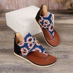 Women's Flip-toe Printed Flat Sandals With Back Zipper Heritage cosmetics and beauty care