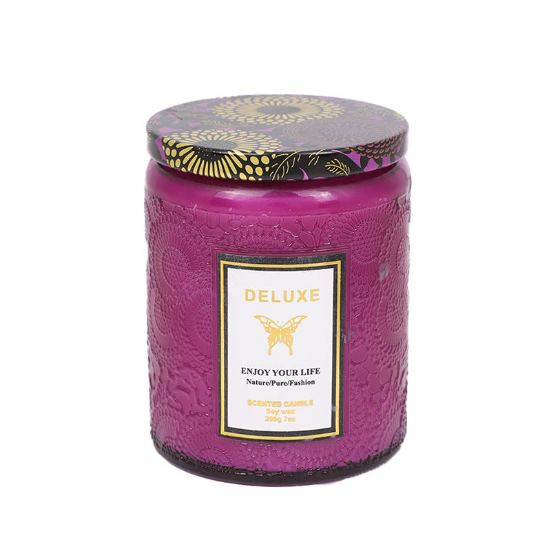 Embossed Glass Fragrance Handmade Gift Aromatherapy Soy Candles - Heritage cosmetics and beauty care