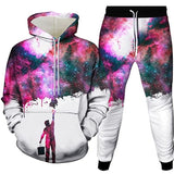 New Digital Printing Personal Leisure 3D Men's Sweater Two-piece Set