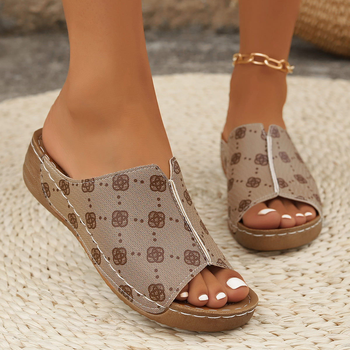 European And American Leopard Print Three-dimensional Snake Print Wedge Sandals Heritage cosmetics and beauty care