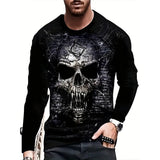 Retro Men's T-shirt 3D Printed Street Hip-hop Loose Crew Neck Casual Long Sleeve - Heritage cosmetics and beauty care