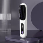 2 In 1 Straight Hair Comb Wireless Hair Straightener Brush Hair Fast Heating Portable Hot Curler USB Charging - Heritage cosmetics and beauty care