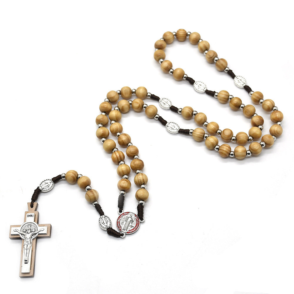 Cross Necklace Pinewood Beads Beads Prayer Ornament New Baptism Beads - Heritage cosmetics and beauty care