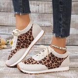 Flat Bottomed Leopard Print Lace Up Casual Sports Shoes Heritage cosmetics and beauty care