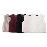 Women's New French Minority Faux Fur Sleeveless Crew Neck Vest