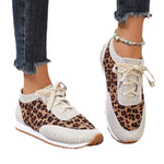 Flat Bottomed Leopard Print Lace Up Casual Sports Shoes Heritage cosmetics and beauty care