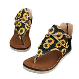 Women's Flip-toe Printed Flat Sandals With Back Zipper Heritage cosmetics and beauty care