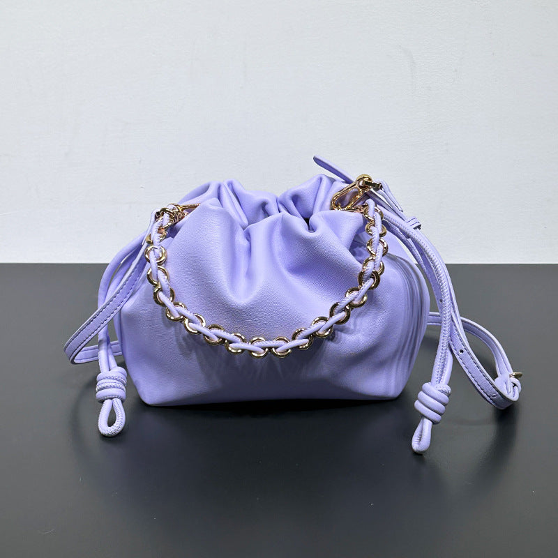 Chinese Style Crossbody Women's Bag Cowhide Lucky Bag Drawstring Clouds Heritage cosmetics and beauty care