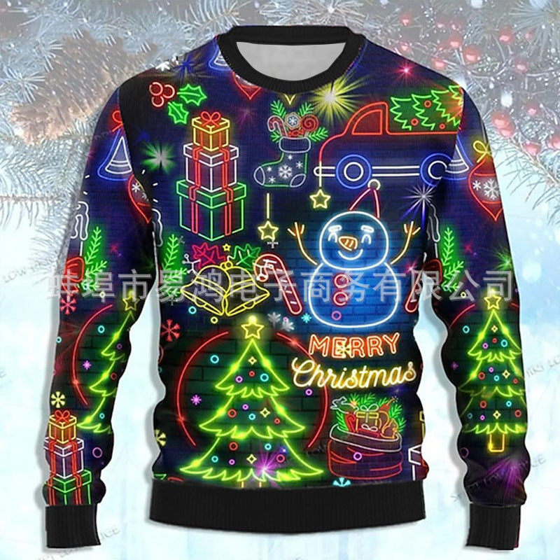 Polyester Round Neck Printed Men's Sweater