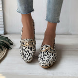 Chain Low-cut Flat Leopard Print Pumps Women