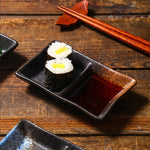 Ceramic Double-grid Korean-style Barbecue Seasoning Hot Pot Sauce Dipping Plates - Heritage cosmetics and beauty care