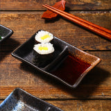 Ceramic Double-grid Korean-style Barbecue Seasoning Hot Pot Sauce Dipping Plates - Heritage cosmetics and beauty care