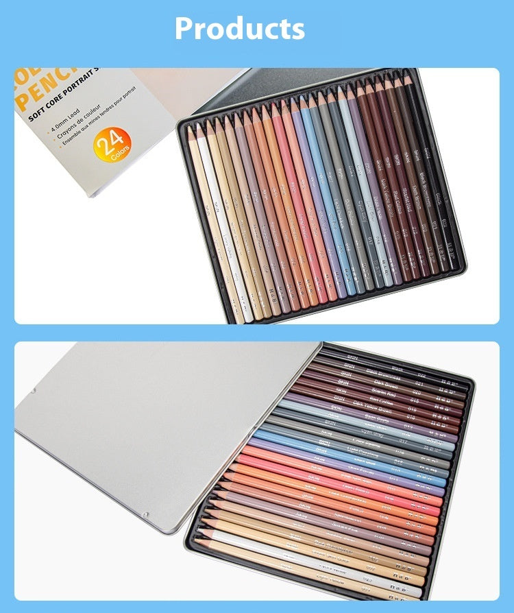 24-color Painting Skin Color Pen Hand-painted Portrait Color Pencil Oily Art Supplies - Heritage cosmetics and beauty care