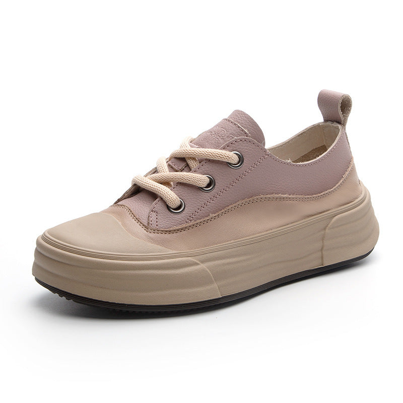 Women's Fashion Leather Casual Platform Sneakers - Heritage cosmetics and beauty care