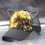 Children's Caps Girls Boys Hats Sequins Cat Ears Sun Visor Baseball Net Caps - Heritage cosmetics and beauty care