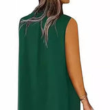 Sleeveless Elegant V-neck Loose Solid Color Dress Women - Heritage cosmetics and beauty care